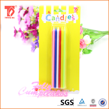 hot item long colorful birthday candle with jumbo flower plastic candle holder