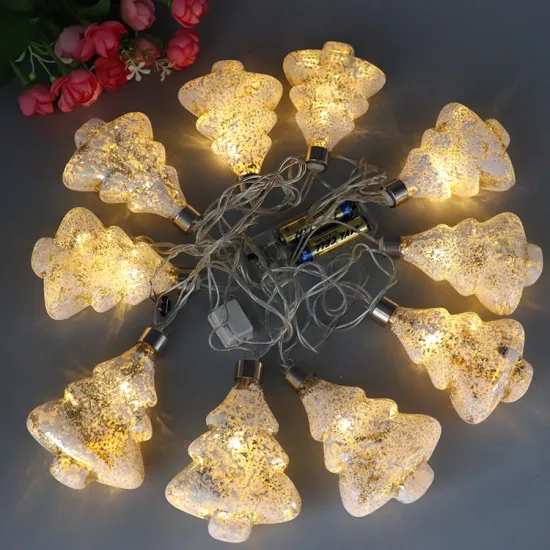 Good quality sell well hand painted hanging decoration christmas tree shape glass led light string christmas indoor