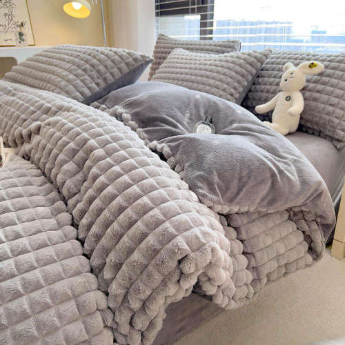 Sheet & Pillowcase Sets microfiber coral velvet 4/6 pieces fluffy bedding set Factory