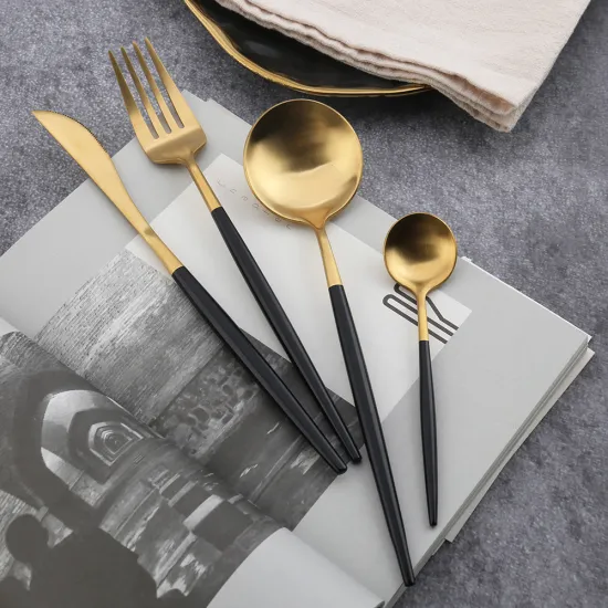 Custom logo elegant Gold plated Flatware Stainless Steel