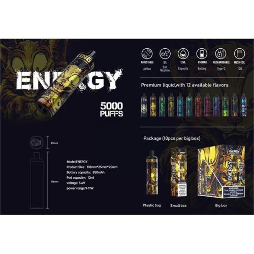 KK Energy 5000 Puff Mesh Coil Disposable Vape