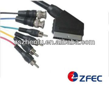 scart plug to 4RCA+2 BNC plug cable