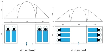 Big 6 Person 2 Room Outdoor Camping Tent - Aldi Family Tent