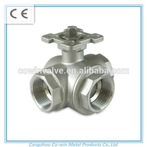 China manufacturer 304 Stainless steel threaded 3 way ball valve