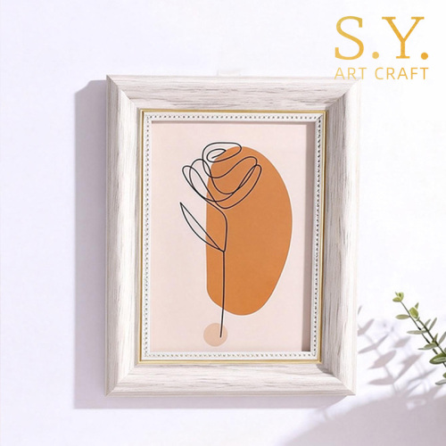 Beyaz Ahşap Tahıl Altın Kenarlık Çerçevesi