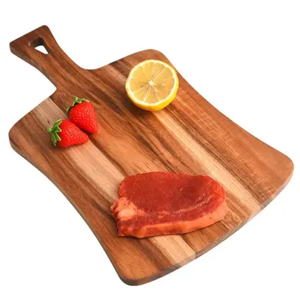 Acacia Wood Chopping Board with Handle: Cutting Board, Butcher Block, Vegetable Holder, Cheese Board