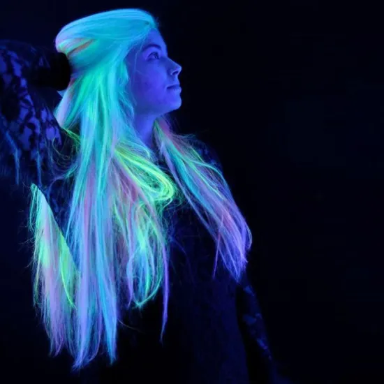 20 inch Glow Hair Neon Glowing Synthetic Hair Extension Florescent Light Braiding Hair Shining In The Dark