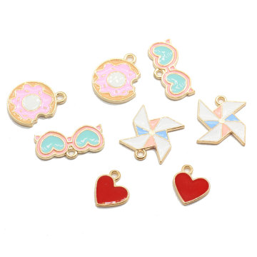 Kawaii Heart Glasses Windmill Toy Donut Shape Necklace or Earring Accessories Home Decor Parts