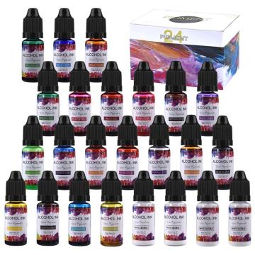 INTODIY 24 Color Alcohol Art Ink Pigment Set for DIY 3D Fluid Dye Epoxy Resin Projects