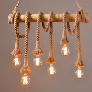 Industrial Chandelier: Twine Pendant Lamp for Living Room, Dining, Cafe, Bedroom