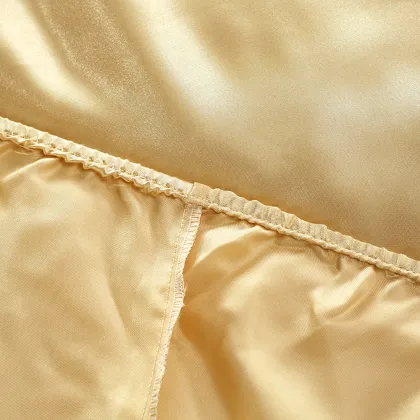 Summer Cooling Luxury Royal Yellow Comfortable Silk Satin Bedding Set