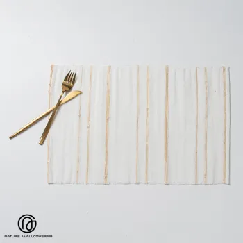 Handcrafted Linen Placemats with White Gold Stripes