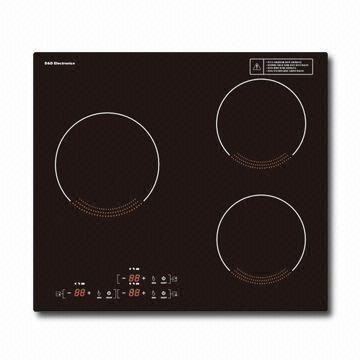 5,200W Induction Cooker with Three Burners, Made of Black Ceramic