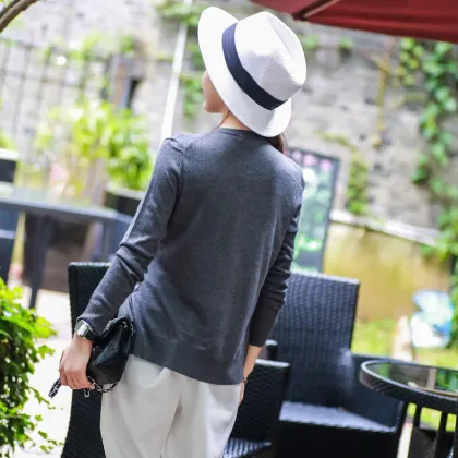 Ladies cardigan woman's knitted cardigan long sleeve cardigan fashion cardigan crew neck sweater