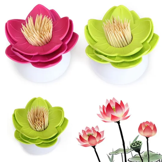 creative lotus flower cotton bud swab box storage toothpick holder