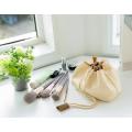 Traveling Drawstring Beige Color Cosmetic pouch