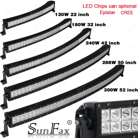 SUNFAX dual row 120W 180W 240W 288w 300w Curved led light bar, curved bar led driving light