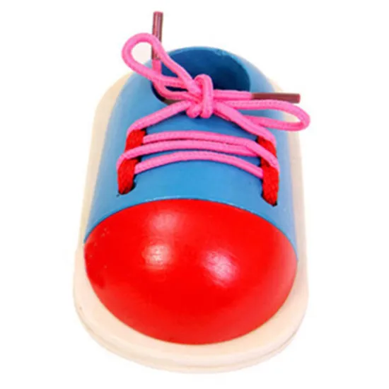 Educational Wooden Toys Toddler Lacing Shoes Early Education Teaching Aids Baby Children Kids Montessori