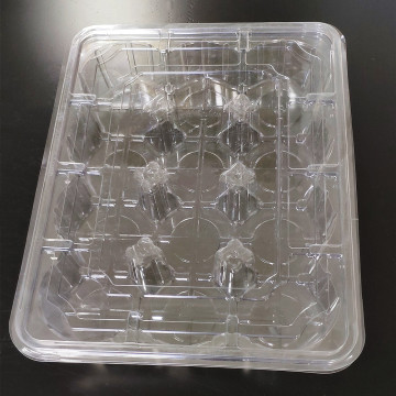 Caja de plástico transparente de mascotas de 9 ranuras para hamburguesas
