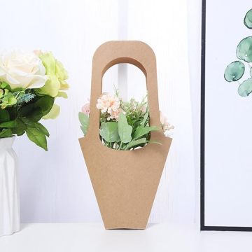 Eco-Friendly Kraft Paper Flower Wrapping Gift Bags with Handles