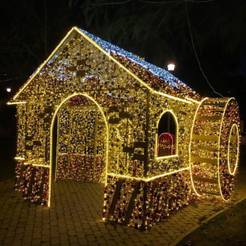 3D House Christmas Motif LED Street Lighting Decoration