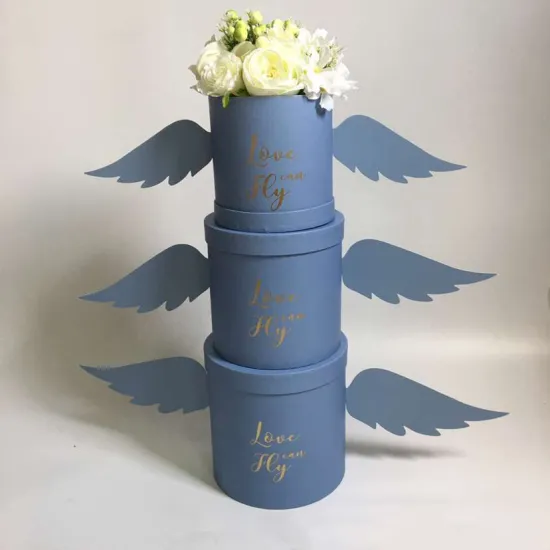 Round flower box with angel's wings