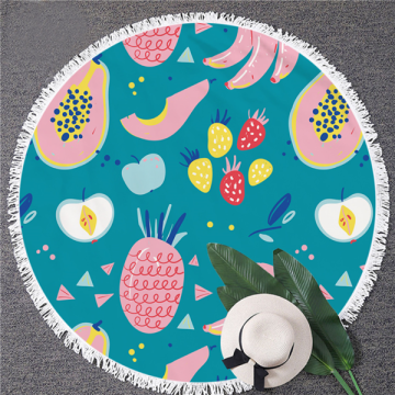 Round cotton beach towel for travel surfing