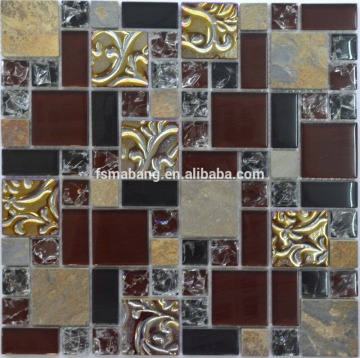 MBD5009 8mm Thickness Square Glitter Crystal Stone and Glass Mosaic Tile