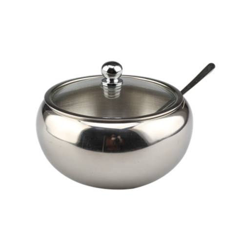 Stainless Steel Sugar Bowl With Spoon