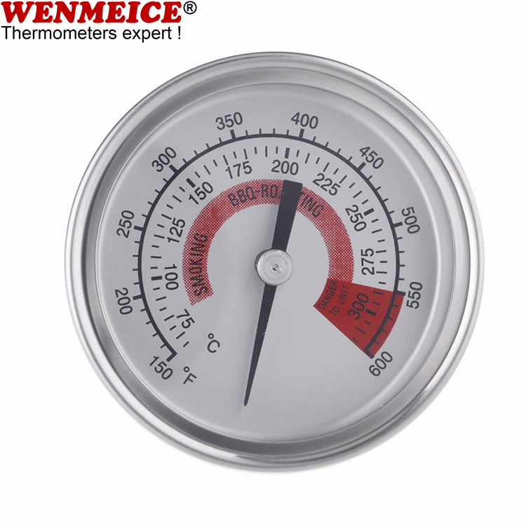 مقياس درجة حرارة الشواء التناظرية مقياس حرارة غطاء الشواية