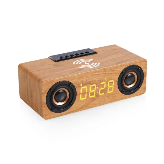 Wooden Bluetooth Speaker with 10W Wireless Charger and Alarm Clock