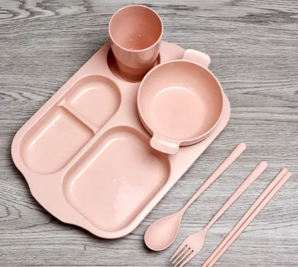 6-Pieces PP Wheat Straw Children Tableware Set