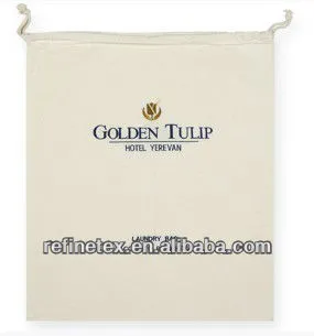 Greige fabric laundry bag for hotels and resorts
