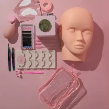 Complete Private Label Eyelash Starter Training Kit: Including Pink Tool Set, Shampoo, Brush, Lash Tweezers & More