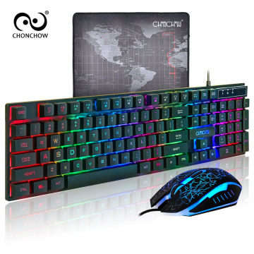 Backlight Gaming Keyboard Mouse Combo 26 Anti-ghosting USB Wired Rainbow English Game Keyboard 3200 DPI Optical for PC Gamer