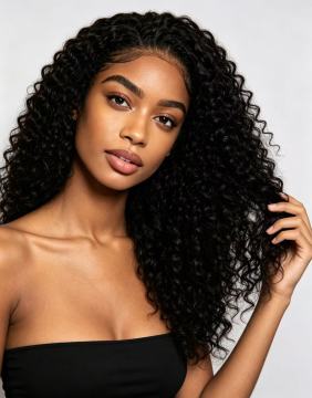 16 Inch 13x4 HD Lace Frontal Kinky Curly 200% Density 1B Natural Black Human Hair Wig