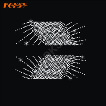 Parallelogram Cheer Bow Iron on Rhinestone Motif