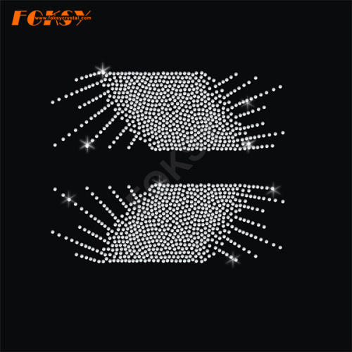 Parallelogram Cheer Bow Iron on Rhinestone Motif