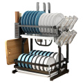 Professionally manufactured kitchen under sink 2 tier multifunctional black stainless steel dish drying rack