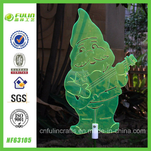 Cartoon Hotsale Acrylic Garden Gnome Stake Playing Guitar (NF63105)