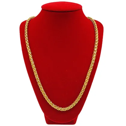 18K Gold Chopin Dubai Men's Necklace: Solid Brass Flat Head Design, Perfect for Weddings and Gifts