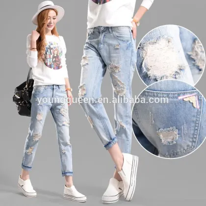 NZK9 jeans female trousers relaed casual pants feet new fashion jeans pants price