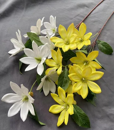 Artificial Magnolia Flower Branch - Yulan Magnolia Tree Stem with Green Leaves for Wedding and Home Decor