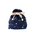 full star logo printing dark blue satin bag hair