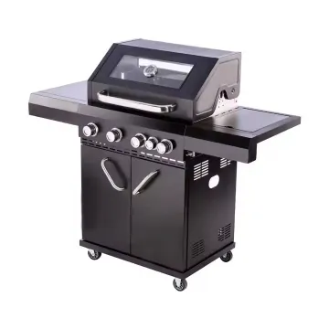 Luxury Outdoor Stainless Grill Shiny Black Color and Double Layer Lid Barbecue Grill
