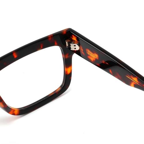 Thick Bold Square Flat-Top Acetate Eyeglasses
