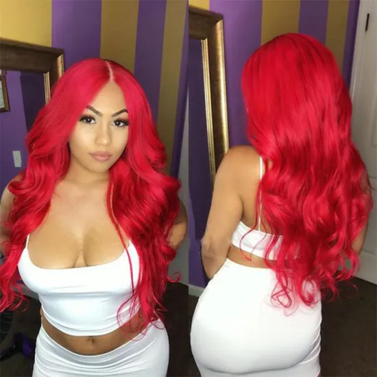 BIS 4x4 Lace Frontal Wig For Women Pre-Plucked Transparent Lace Brazilian Body Wave Human Hair Wigs Red Color 150% Density