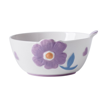 Ceramic Flower Bowl Dishes Set - Purple & Colorful for Household