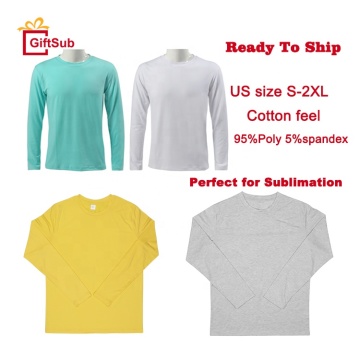 Custom Logo Sublimation Blank Polyester-Cotton Blend Pastel T-Shirts with Long Sleeves - Unisex American Style