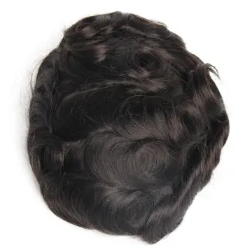 Fast Shipping Super Thin Skin Men Toupee Strong Knot Hair Replacement Undetectable Men's Wigs